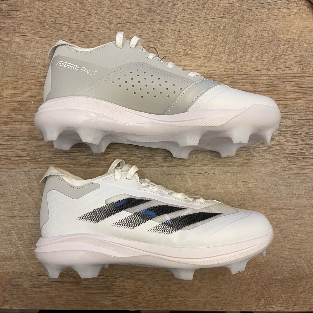 Adidas Kids White and Gray Cleats